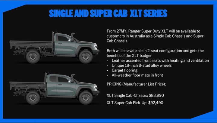 2027 Ford Ranger Super Duty XLT single-cab and super-cab
